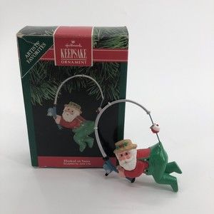 Hallmark Keepsake Christmas Ornament Hooked on Santa Fishing Artists Favorites